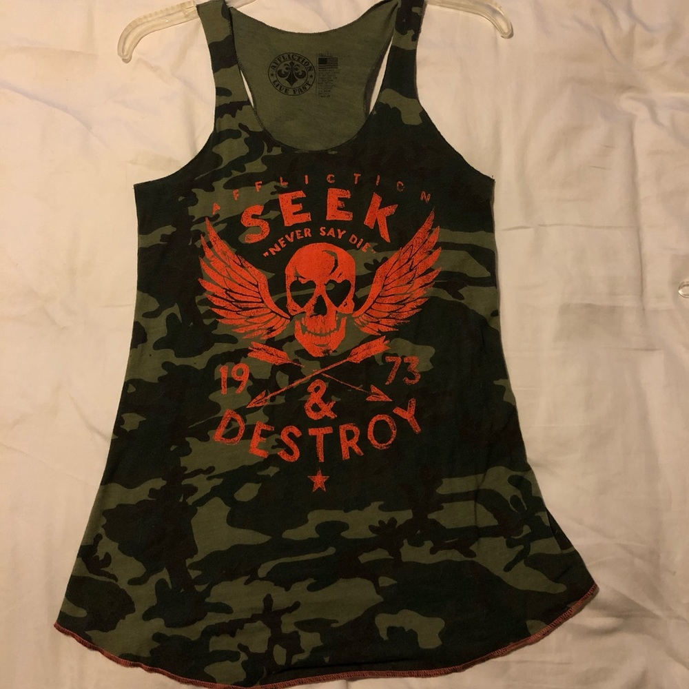 Affliction camo print tank top